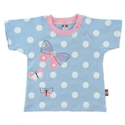 2be3 T-shirt 74 Niebieski w Kropki Motylki dla Dziewczynki